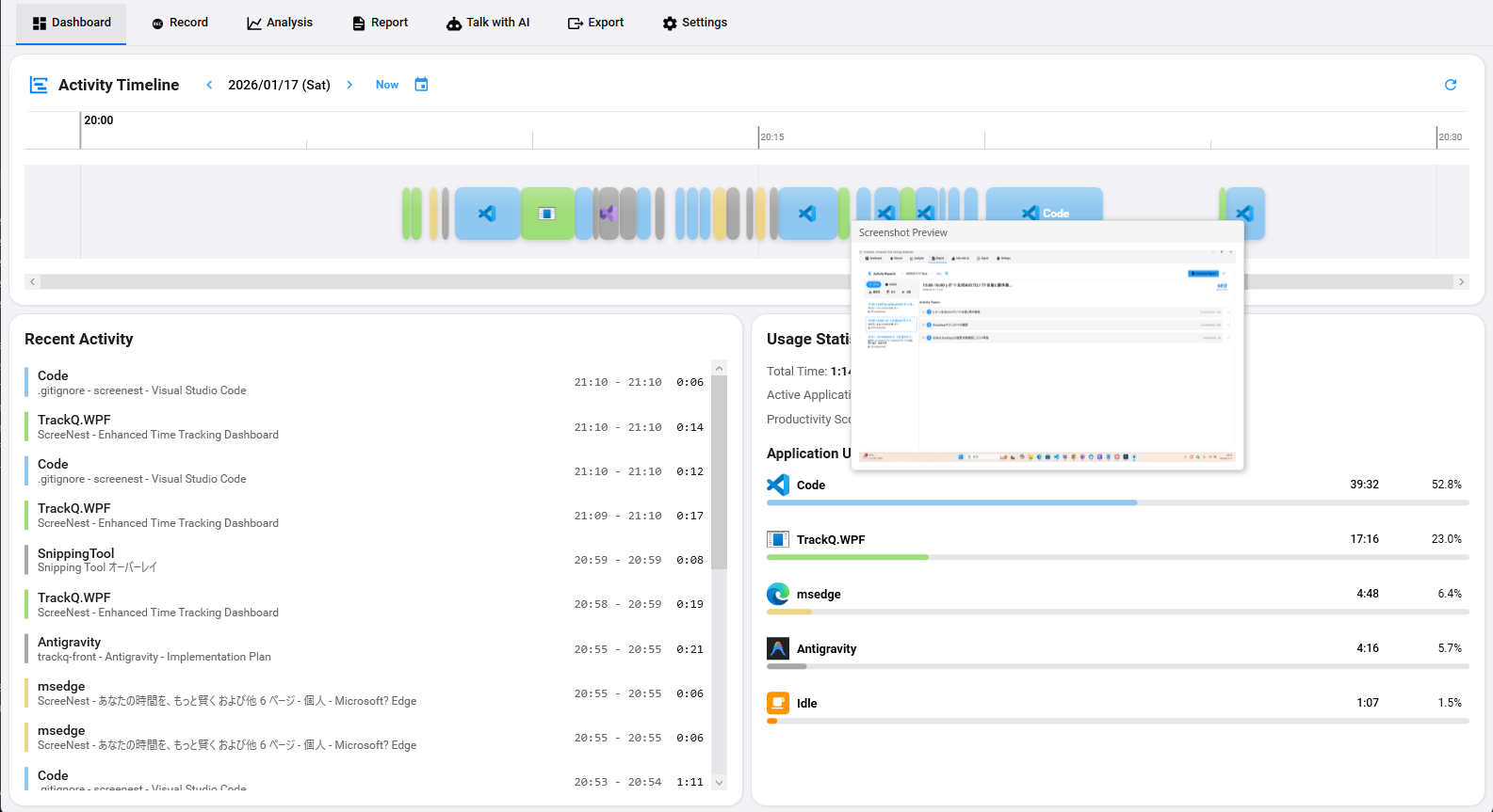 Contextberg ダッシュボード