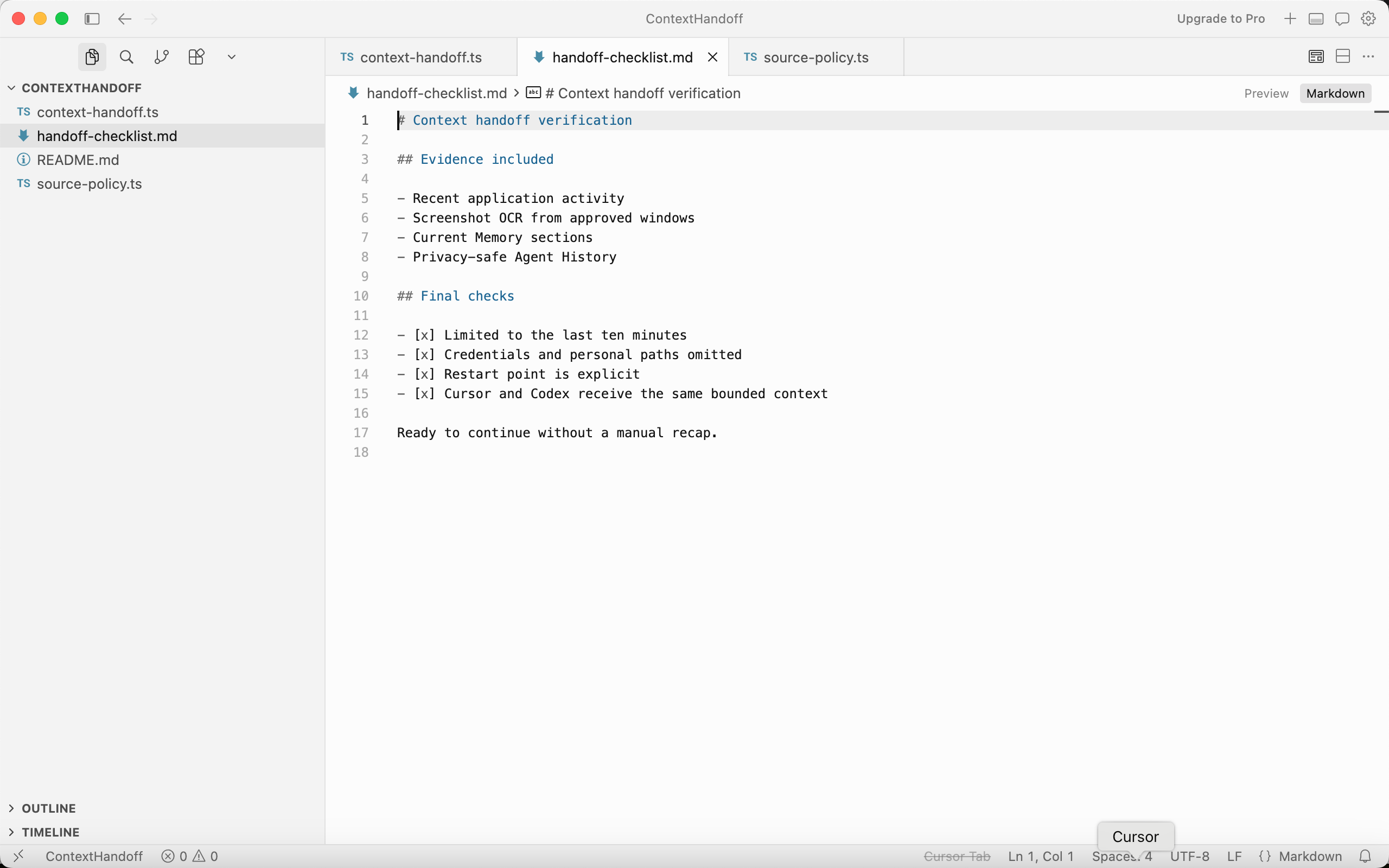 Checklist screenshot